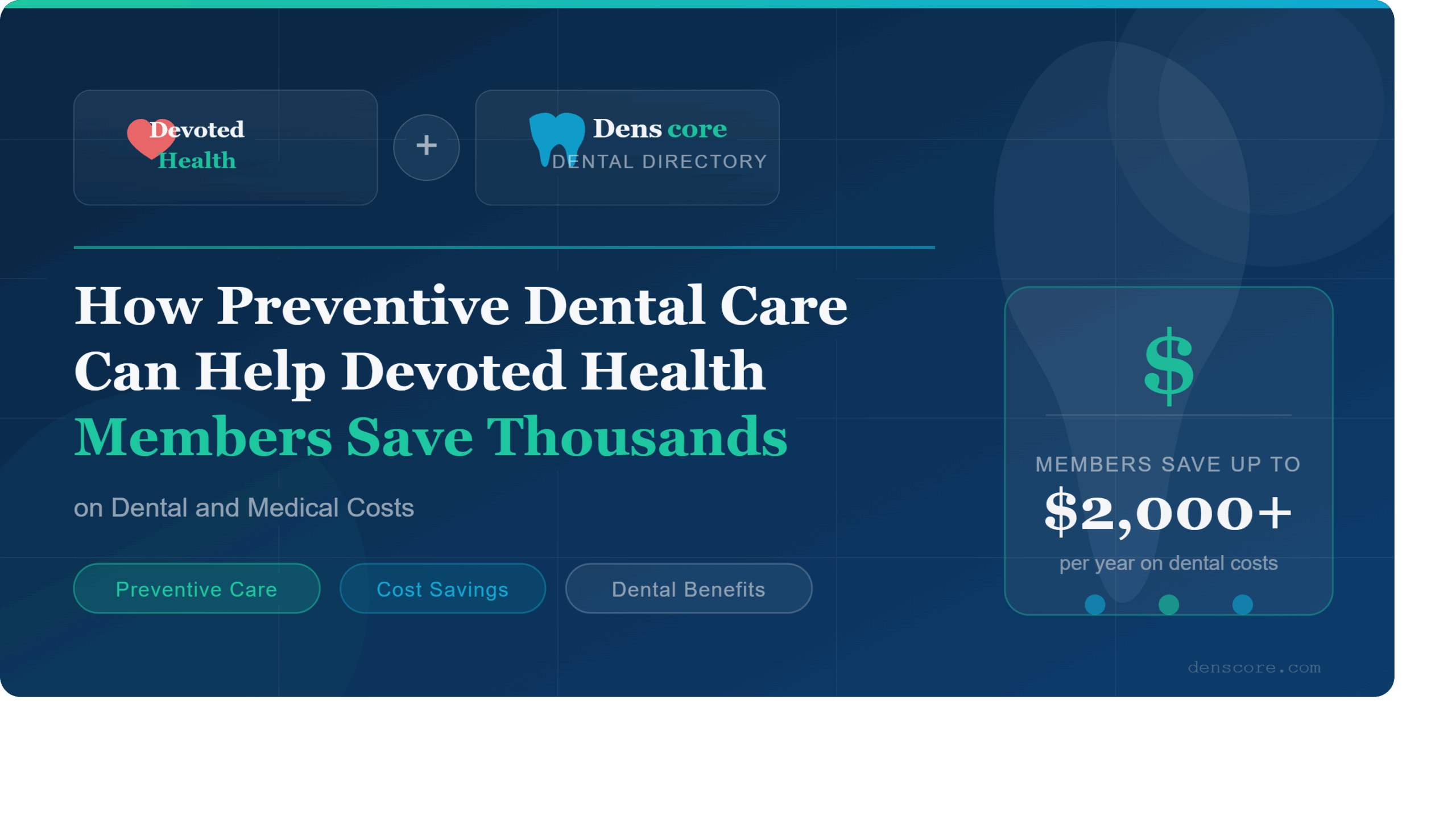 Devoted Health members save thousands on dental costs with preventive dental care through Denscore dental directory